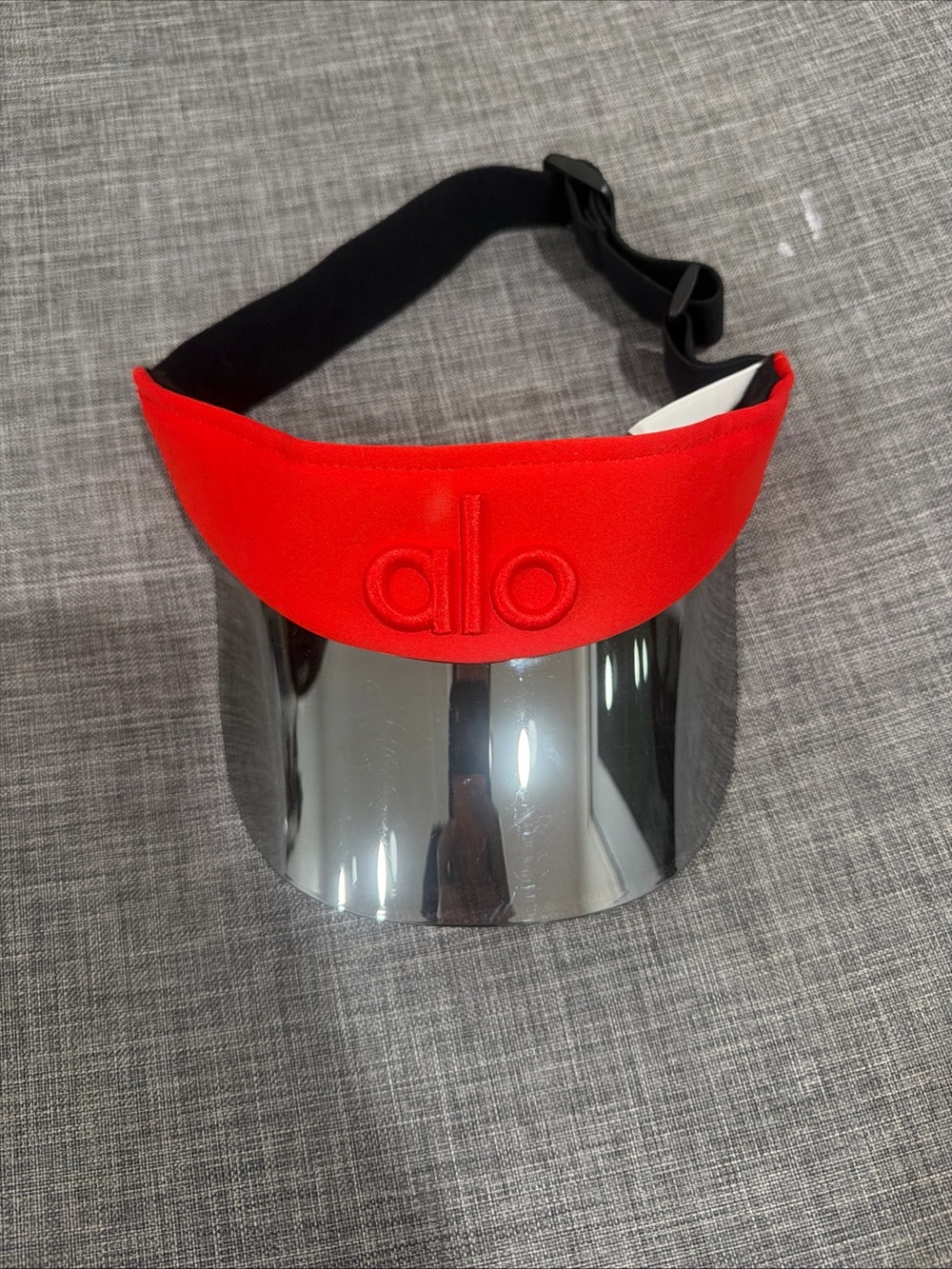 ALO Yoga Red Visor with Silver Mirror Shield